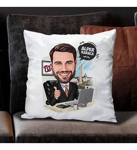 Kişiye Özel İş Adamı Erkek Karikatürlü Yastık