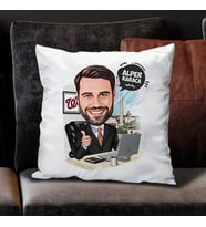 Kişiye Özel İş Adamı Erkek Karikatürlü Yastık