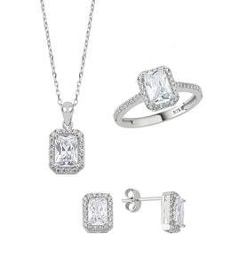 Baget Taşlı Gümüş Set Takım