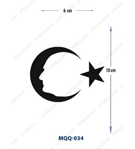 MQQ-034 ATATÜRK SİLÜETLİ BAYRAK DESEN GEÇİCİ DÖVME-TATTO (Standart)