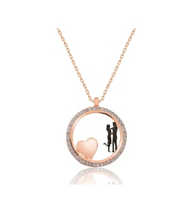 Papatya Silver 925 Ayar Gümüş Kalbimin Sahibi Sevgili Çember Kolye (Rose)