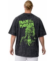 Iron Maiden Rock Metal Müzik Grubu Sırt Baskılı Unisex Oversize Vintage Yıkamalı Tişört