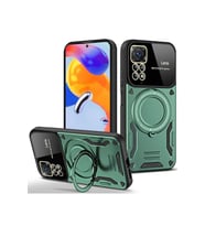 Pilelistore   Xiaomi Redmi Note 11 Pro Kılıf Joy Lens Standlı Kapak - Koyu Yeşil