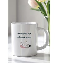 Mizahi Yazılı 330ml Baskılı Beyaz Seramik Kupa Bardak