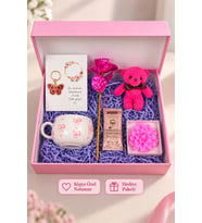 Sevgiliye, Eşe Ve Arkadaşa, Yıldönümü ve Doğum Günü Hediyesi / Peluş ayıcık,Pembe Seramik Kupa, Anahtarlık,Sonsuzluk Gülü