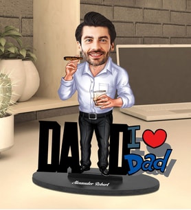 Kişiye Özel I Love Dad 2 Tasarımlı Karikatür Biblo