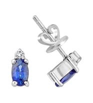 18 Ayar Altın 0.63 Karat Safir 0.06 Karat Pırlanta Küpe