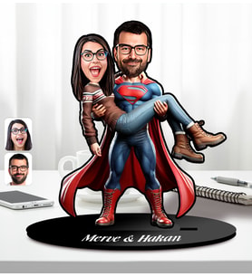 BK Gift Kişiye Özel Süpermen Çift Tasarımlı Karikatür Biblo-1, Arkadaşa Hediye, Sevgiliye Hediye