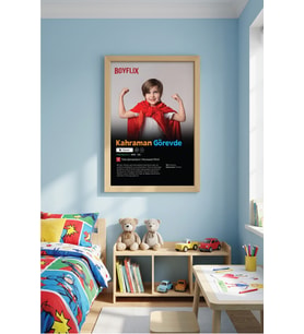 Kişiye Özel Film Posteri Ahşap Tablo  Boyflix UV Baskı Çerçeveli