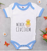 BK Kids Minik Civcivim Tasarımlı Mavi Bebek Body Zıbın-1