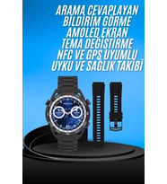 Akıllı Saat Çelik Kordonlu Amoled Ekran Android İos Uyumlu Çağrı Cevaplayabilen