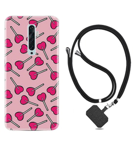 Oppo Reno 2Z 4 Lite 4 Pro 5 6 7 A31 Kılıf Boyun Askılı Silikon Heart Lollipop 1414