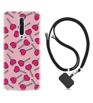 Oppo Reno 2Z 4 Lite 4 Pro 5 6 7 A31 Kılıf Boyun Askılı Silikon Heart Lollipop 1414