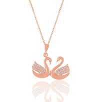 Söğütlü Silver Gümüş rose zirkon taşlı çift kuğu kolye