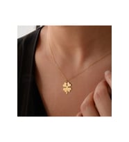 925 Ayar Gümüş Lazer Kesim Yonca Kolye (Gold)