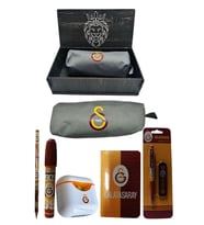 Galatasaray Orjinal Lisanslı Beyaz Air Kalemtraş Ahşap Kutulu 6'lı Kırtasiye Seti (Gri)