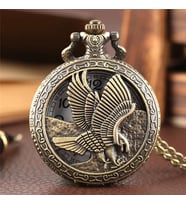 Kişiye Özel Retro Kartal Kabartmalı Quartz Köstekli Saat