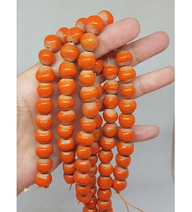 Turuncu Renk Sırlı Seramik Boncuk Dizi 10-12mm/24cm (54130)
