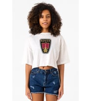 Vikings Rover Amblem Beyaz Kırçıllı Kadın Crop Tshirt