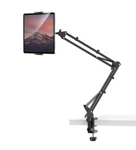 ShopyTech Metal 360° Uzun Kol Tablet/Telefon Standı Kelepçeli Masa/Yatak Başlığı Tutucu 6¨-12.9¨Uyum