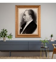 Altın Varaklı Çerçeveli Paspartulu Atatürk Tablo z5025 (Gold)