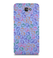 Samsung Galaxy J7 Prime 2 Uyumlu Lansman Kılıf Hello Kitty Tasarımlı İçi Kadife Kapak-Lila (Şeffaf)