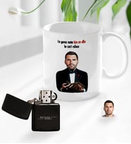BK Gift Kişiye Özel Babalar Günü Hediyesi Godfather Baba Karikatürlü Kupa Bardak ve Benzinli Çakmak Seti-9 (Model 1)