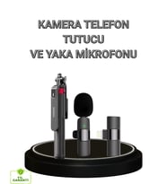 Vlog ve Canlı Yayın İçin Çift Yaka Mikrofonu ve Tripodlu Selfie Çubuğu Seti
