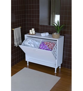 Eliusta Sare 85 cm Beyaz Sepetli Banyo Dolabı,Mutfak Dolabı 85x75x32,5 cm Oyuncak Sepeti Çok Amaçlı Dolap