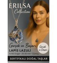 Sertifikalı Ham Lapis Lazuli Taşı Kolye – Gümüş Tel Sargılı 25-30 mm Bilgelik ve Güç Taşı (Çok Renkli)