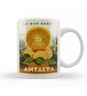 Antalya ve Portakallar Kupa Bardak Porselen