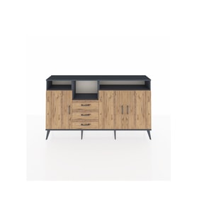 Arges Konsol 5 Raflı 3 Çekmeceli 3 Kapaklı 176x30x99 Antrasit-Çam