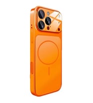 ?Phone 17 Pro Max ile Uyumlu Magsafe Destekli Kablosuz ?arj �zellikli Kamera Lens Korumal? ??k Metal G�r�n�ml� Telefon K?l?f?