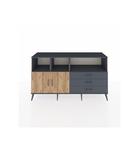 Kronos Konsol 5 Raflı 3 Çekmeceli 2 Kapaklı 176x59x99 Antrasit-Çam/Antrasit