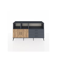 Kronos Konsol 5 Raflı 3 Çekmeceli 2 Kapaklı 176x59x99 Antrasit-Çam/Antrasit