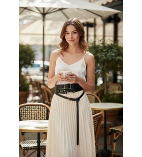 Mulvxbrf Brf02 Siyah Kadın Kemer Kalın Ve İnce İkili Bel Aksesuarı - Brf1129 (Mulvix)