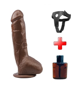 Lilitu Shop 25 cm Belden Bağlamalı Realistik Titreşimli Melez Vibratör Dildo Penis