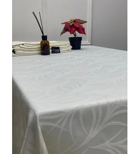 NİVEMESHOME 140X280 KREM YAPRAK DESENLİ LEKE TUTMAZ MASA ÖRTÜSÜ