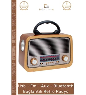 #Radyo Bluetooth Hoparlör MP3 Çalar USB SD Kart Girişli Şarjlı Retro Sd Dekoratif Nostaljik Radyo