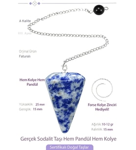 Sertifikalı Sodalit Taşı Pandül Sarkaç Hem Pandül - Hem Kolye (Çok Renkli)