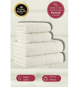 Dora 4'lü Banyo Havlusu Seti - 50x90 70X140cm x2 / 50x90cm x2 Cm