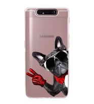 PrintiFy Samsung Galaxy A80 ile Uyumlu Köpek 2 Kamera Korumalı Şeffaf Kılıf