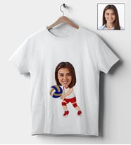 Kişiye Özel Voleybol Tasarımlı Karikatür Tişört 104 (Beyaz)