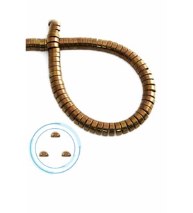 Hematit Doğal Taş Parlak Kahverengi Bombeli Kesim Çift Delikli 6x2mm Dizi