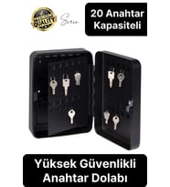 Premium Sağlam Yüksek Güvenlik Büyük Kilitli Anahtar Obje Kutusu Kapaklı Dolabı Metal Vale Siyah
