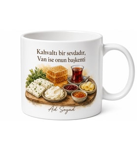 Van Kahvaltısı Temalı Baskılı Kupa Bardak Özel Tasarım Hediye