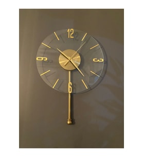 Şeffaf Cam Saat , Tokmak Detaylı, Dekoratif Duvar Saati , 30 cm