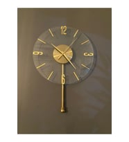 Şeffaf Cam Saat , Tokmak Detaylı, Dekoratif Duvar Saati , 30 cm