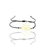 Gümüş altın yaldızlı lotus yaşam çiçeği siyah ipli bileklik SGTL12060GOLD