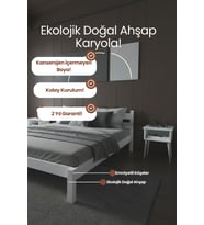 Letto Model Masif Ahşap Karyola Kolay Kurulum Fırınlanmış İthal Sibirya Çamı 100x200 Yatak Uyumlu